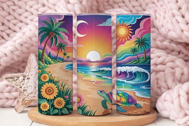 Magical Beach Sunset 20oz Tumbler Wrap Sublimation DesignSVG 