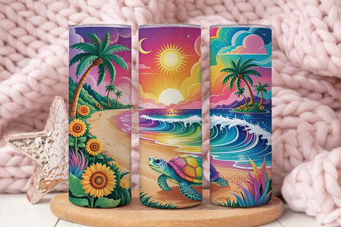 Magical Beach Sunset 20oz Tumbler Wrap Sublimation DesignSVG 