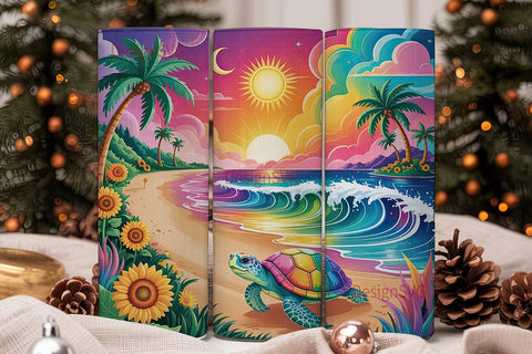 Magical Beach Sunset 20oz Tumbler Wrap Sublimation DesignSVG 