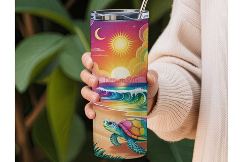 Magical Beach Sunset 20oz Tumbler Wrap Sublimation DesignSVG 