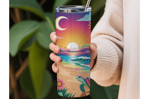 Magical Beach Sunset 20oz Tumbler Wrap Sublimation DesignSVG 