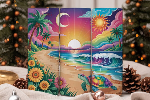 Magical Beach Sunset 20oz Tumbler Wrap Sublimation DesignSVG 