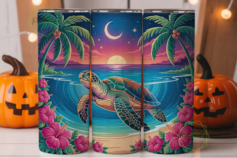 Magical Beach Sunset 20oz Tumbler Wrap Sublimation PixelChick 