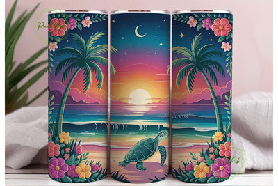 Magical Beach Sunset 20oz Tumbler Wrap Sublimation PixelChick 