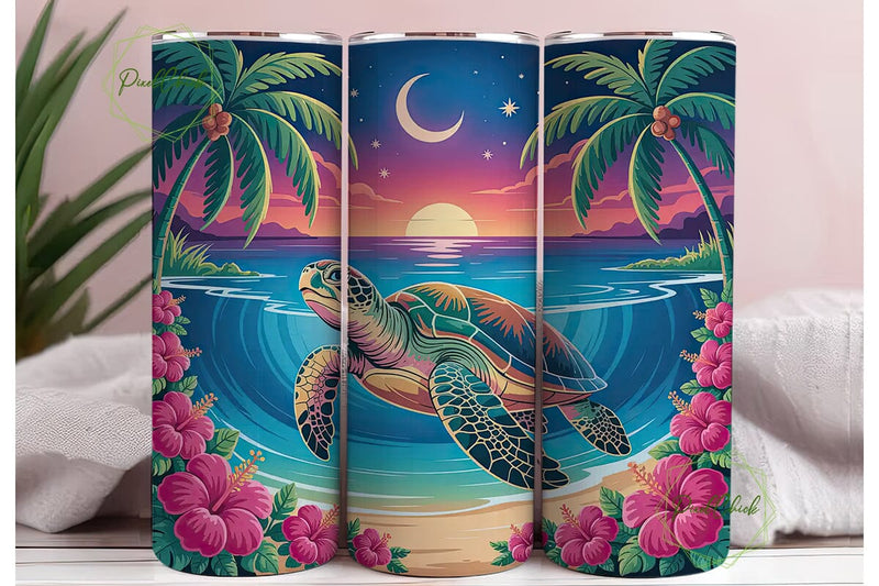 Magical Beach Sunset 20oz Tumbler Wrap Sublimation PixelChick 