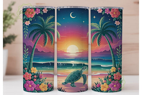 Magical Beach Sunset 20oz Tumbler Wrap Sublimation PixelChick 