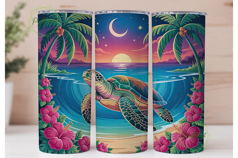 Magical Beach Sunset 20oz Tumbler Wrap Sublimation PixelChick 