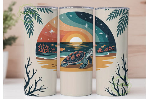 Magical Beach Turtle 20oz Tumbler Wrap Sublimation PixelChick 