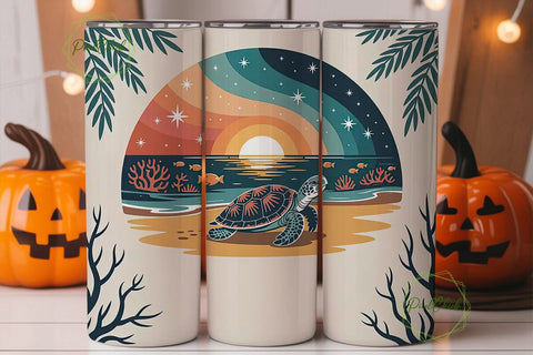 Magical Beach Turtle 20oz Tumbler Wrap Sublimation PixelChick 