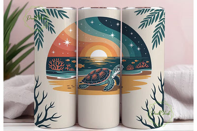Magical Beach Turtle 20oz Tumbler Wrap Sublimation PixelChick 
