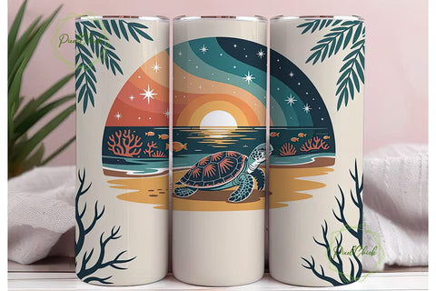 Magical Beach Turtle 20oz Tumbler Wrap Sublimation PixelChick 
