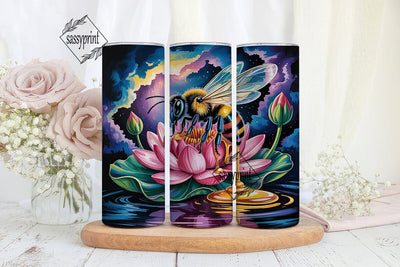 Magical Bee & Lotus 20oz Tumbler Wrap Sublimation sassyprint 