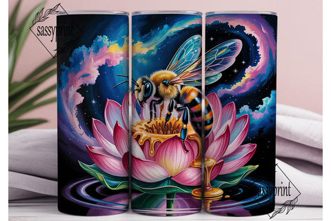 Magical Bee & Lotus 20oz Tumbler Wrap Sublimation sassyprint 