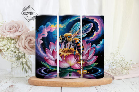 Magical Bee & Lotus 20oz Tumbler Wrap Sublimation sassyprint 