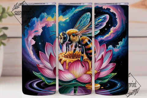 Magical Bee & Lotus 20oz Tumbler Wrap Sublimation sassyprint 