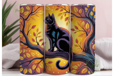 Magical Black Cat Autumn Glow Tumbler Sublimation PixelChick 