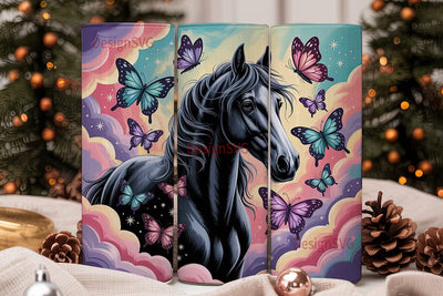 Magical Black Horse 20oz Tumbler Wrap Sublimation DesignSVG 