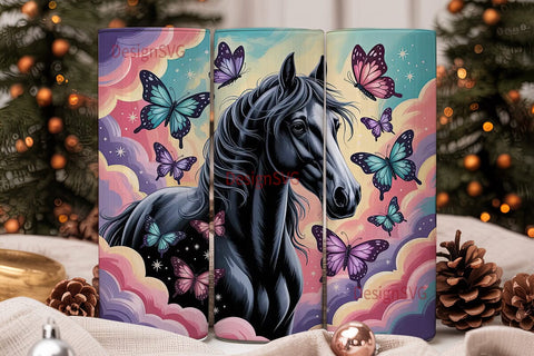 Magical Black Horse 20oz Tumbler Wrap Sublimation DesignSVG 