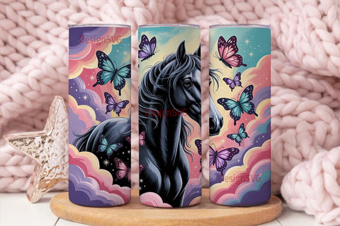 Magical Black Horse 20oz Tumbler Wrap Sublimation DesignSVG 