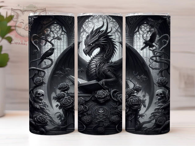 Magical Book Lover Dragon Tumbler, Librarian Dragon Wrap, 20oz Tumbler Sublimation, Reading Dragon Design, Fantasy Book Lover Tumbler, Dragon With Books Art, Magical Library Dragon Sublimation Lara' s Designs 