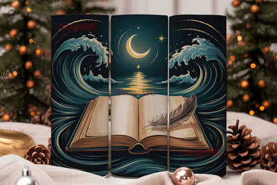 Magical Book & Moon 20oz Tumbler Wrap Sublimation DesignSVG 