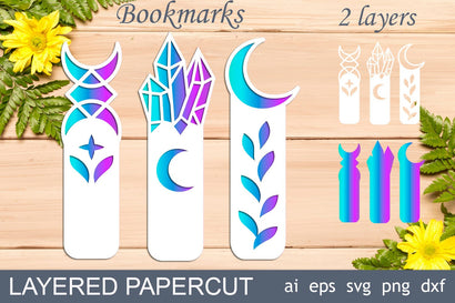 Magical bookmark svg, Mystical moon bookmarks layered papercut SVG AnastasiyaArtDesign 