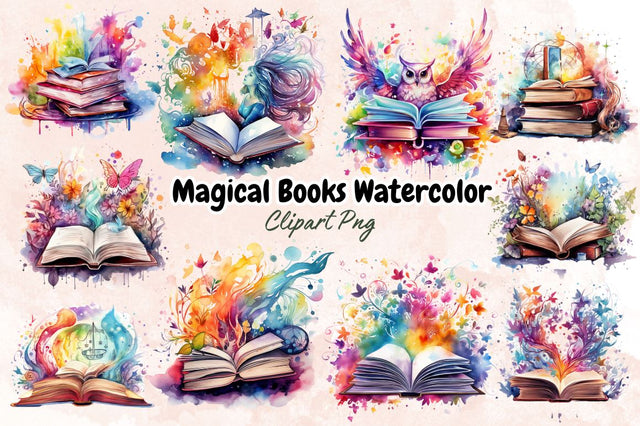 Magical Books Watercolor Sublimation Bundle Sublimation Designangry 