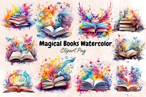 Magical Books Watercolor Sublimation Bundle Sublimation Designangry 