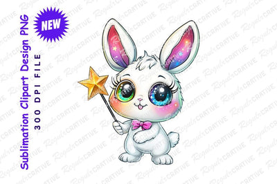 Magical bunny with star wand clipart png Sublimation Regulrcrative 