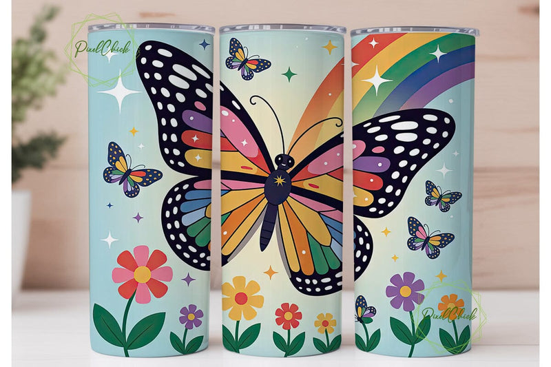 Magical Butterfly 20oz Tumbler Wrap Sublimation PixelChick 