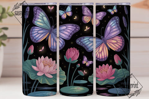 Magical Butterfly Lotus 20oz Tumbler Sublimation sassyprint 
