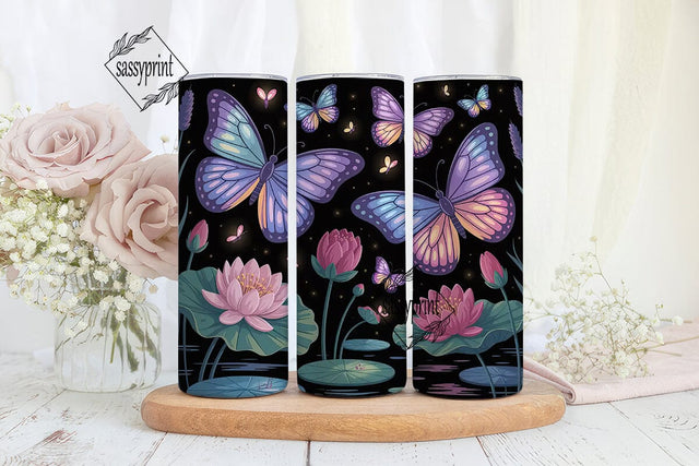 Magical Butterfly Lotus 20oz Tumbler Sublimation sassyprint 
