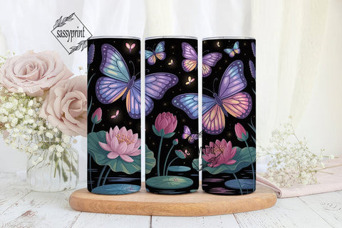 Magical Butterfly Lotus 20oz Tumbler Sublimation sassyprint 