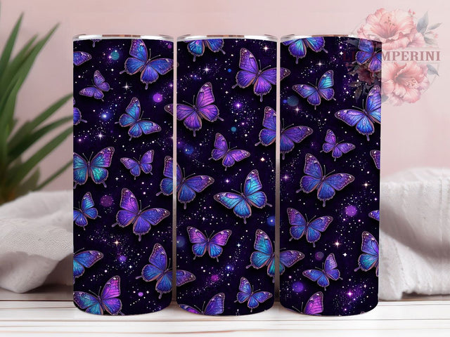 Magical Butterfly Pattern 20oz Tumbler, Butterfly Motif, Magical Theme, Pattern Art Design, Whimsical Accent, Enchanted Charm, Sublimation Wrap, 20oz Tumbler Sublimation Li Zamperini 
