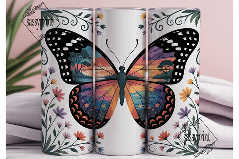 Magical Butterfly Sunset 20oz Tumbler Sublimation sassyprint 