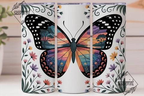 Magical Butterfly Sunset 20oz Tumbler Sublimation sassyprint 