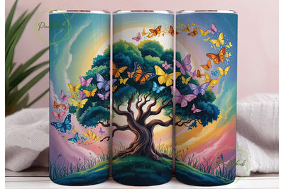 Magical Butterfly Tree 20oz Tumbler Wrap Sublimation PixelChick 