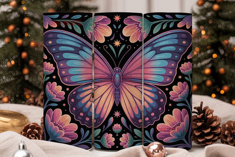Magical Butterfly Tumbler Wrap Sublimation DesignSVG 