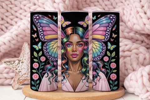 Magical Butterfly Woman 20oz Tumbler Sublimation DesignSVG 