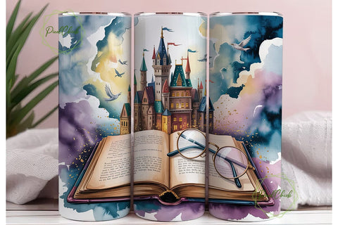 Magical Castle Book 20oz Tumbler Wrap Sublimation PixelChick 