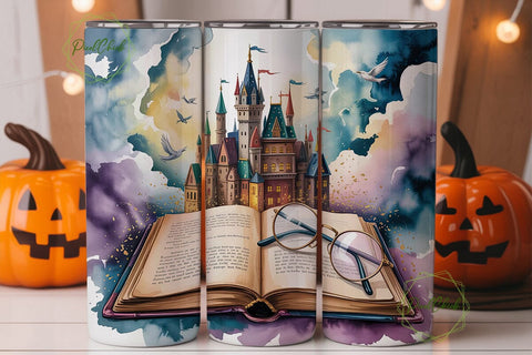 Magical Castle Book 20oz Tumbler Wrap Sublimation PixelChick 