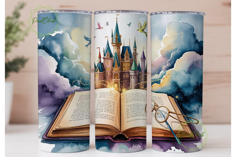 Magical Castle Book 20oz Tumbler Wrap Sublimation PixelChick 