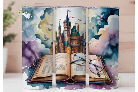 Magical Castle Book 20oz Tumbler Wrap Sublimation PixelChick 