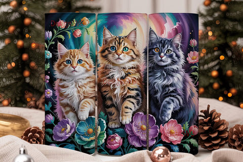 Magical Cats 20oz Tumbler Wrap Sublimation DesignSVG 
