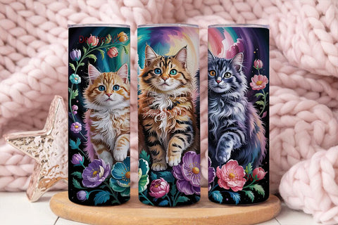 Magical Cats 20oz Tumbler Wrap Sublimation DesignSVG 