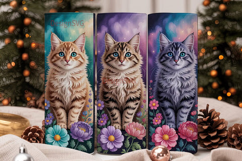 Magical Cats 20oz Tumbler Wrap Sublimation DesignSVG 