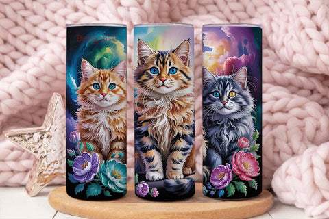 Magical Cats 20oz Tumbler Wrap Sublimation DesignSVG 