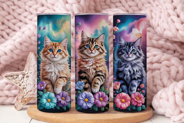 Magical Cats 20oz Tumbler Wrap Sublimation DesignSVG 