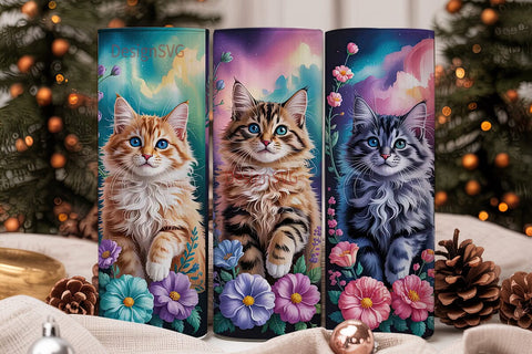 Magical Cats 20oz Tumbler Wrap Sublimation DesignSVG 