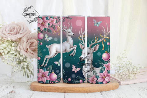 Magical Christmas Deer 20oz Tumbler Wrap Sublimation sassyprint 